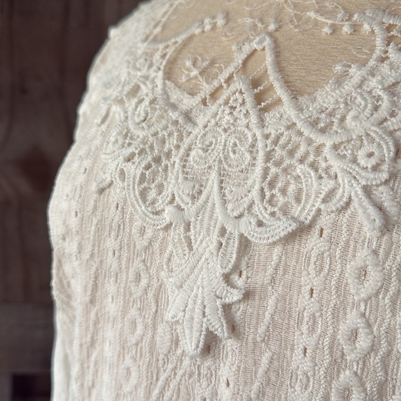 Gorgeous white peasant top medium boho angelic coquette romantic flower power - Picture 5 of 13